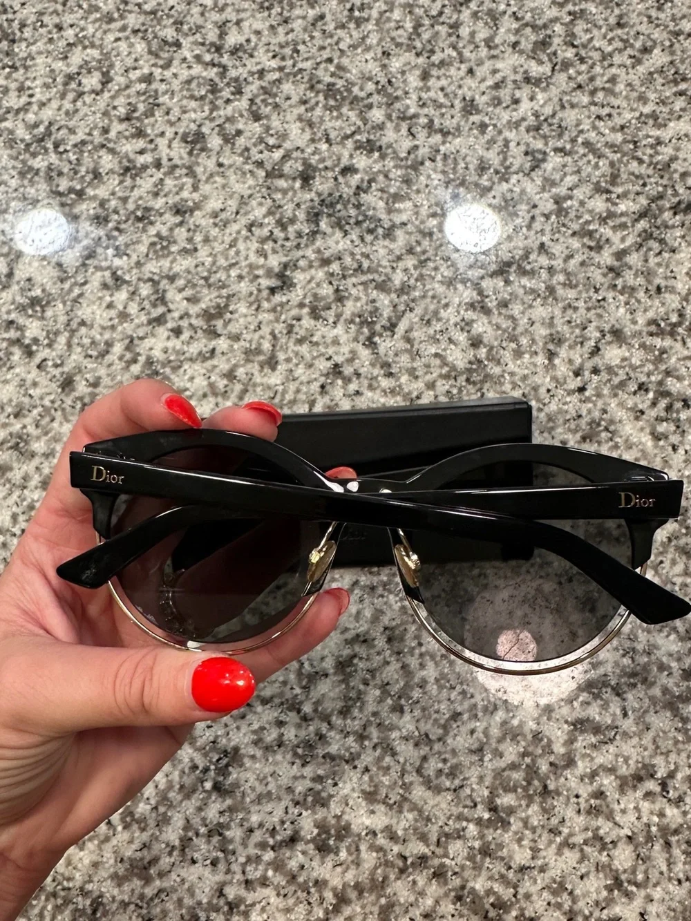 Christian Dior Black Cat-Eye Sunglasses with Case